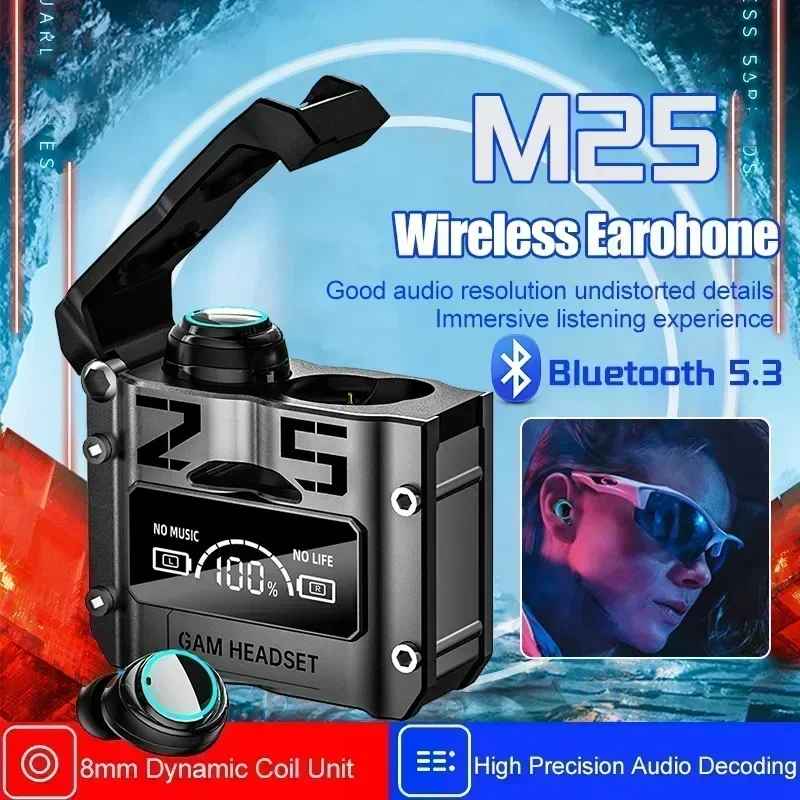 M25 GlowBuds – Wireless TWS Earbuds with LED Display & Touch Control